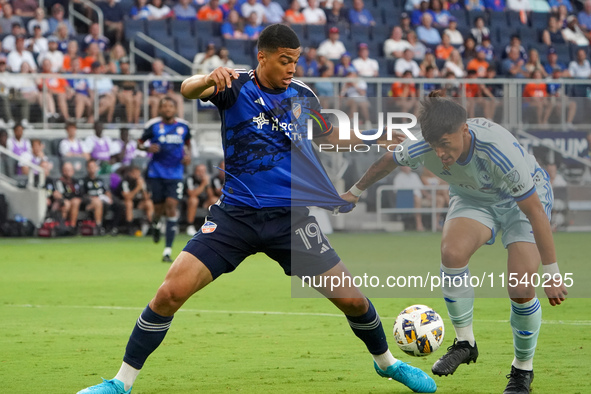 Cincinnati attacker Kevin Kelsy is seen during the Major League Soccer match between FC Cincinnati and CF Montreal at TQL Stadium in Cincinn...