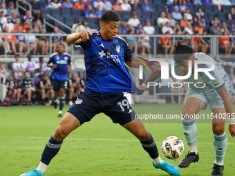 Cincinnati attacker Kevin Kelsy is seen during the Major League Soccer match between FC Cincinnati and CF Montreal at TQL Stadium in Cincinn...