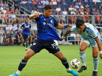 Cincinnati attacker Kevin Kelsy is seen during the Major League Soccer match between FC Cincinnati and CF Montreal at TQL Stadium in Cincinn...