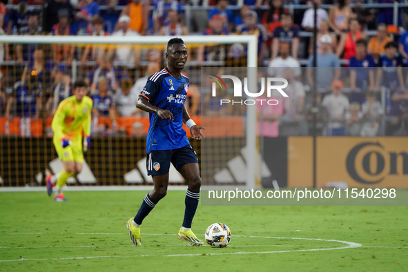 Cincinnati midfielder Obinna Nwobodo appears during the Major League Soccer match between FC Cincinnati and CF Montreal at TQL Stadium in Ci...