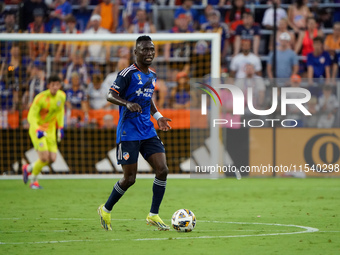 Cincinnati midfielder Obinna Nwobodo appears during the Major League Soccer match between FC Cincinnati and CF Montreal at TQL Stadium in Ci...