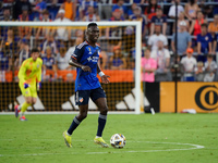 Cincinnati midfielder Obinna Nwobodo appears during the Major League Soccer match between FC Cincinnati and CF Montreal at TQL Stadium in Ci...