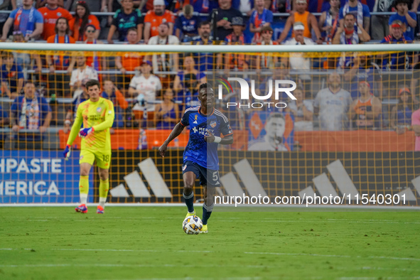 Cincinnati midfielder Obinna Nwobodo appears during the Major League Soccer match between FC Cincinnati and CF Montreal at TQL Stadium in Ci...