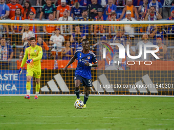 Cincinnati midfielder Obinna Nwobodo appears during the Major League Soccer match between FC Cincinnati and CF Montreal at TQL Stadium in Ci...