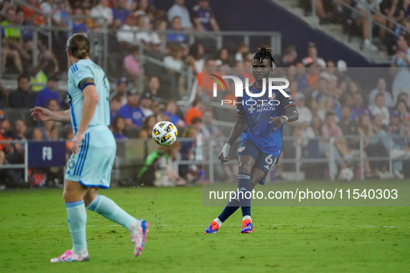 Cincinnati defender Chidozie Awaziem is seen during the Major League Soccer match between FC Cincinnati and CF Montreal at TQL Stadium in Ci...