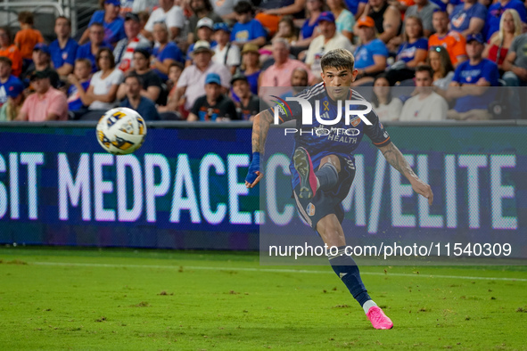 Cincinnati midfielder Luca Orellano appears during the Major League Soccer match between FC Cincinnati and CF Montreal at TQL Stadium in Cin...