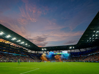 Cincinnati fans celebrate a goal during the Major League Soccer match between FC Cincinnati and CF Montreal at TQL Stadium in Cincinnati, Oh...