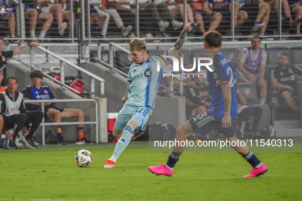 Montreal defender Dawid Bugaj appears during the Major League Soccer match between FC Cincinnati and CF Montreal at TQL Stadium in Cincinnat...