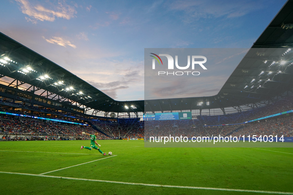 Montreal goalie Jonathan Sirols kicks the ball into play during the Major League Soccer match between FC Cincinnati and CF Montreal at TQL S...