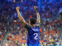 Cincinnati defender Alvas Powell celebrates a Cincinnati goal during the Major League Soccer match between FC Cincinnati and CF Montreal at...