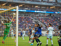 Montreal goalie Jonathan Sirols blocks a shot during the Major League Soccer match between FC Cincinnati and CF Montreal at TQL Stadium in C...