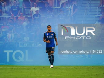 Cincinnati defender Miles Robinson appears during the Major League Soccer match between FC Cincinnati and CF Montreal at TQL Stadium in Cinc...