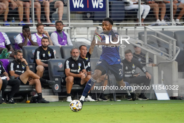 Cincinnati defender Alvas Powell appears during the Major League Soccer match between FC Cincinnati and CF Montreal at TQL Stadium in Cincin...