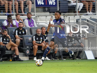 Cincinnati defender Alvas Powell appears during the Major League Soccer match between FC Cincinnati and CF Montreal at TQL Stadium in Cincin...