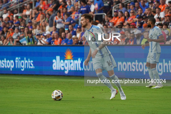 Montreal defender Joel Waterman appears during the Major League Soccer match between FC Cincinnati and CF Montreal at TQL Stadium in Cincinn...