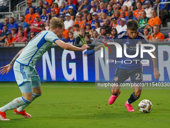 Cincinnati midfielder Luca Orellano appears during the Major League Soccer match between FC Cincinnati and CF Montreal at TQL Stadium in Cin...