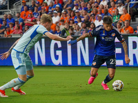 Cincinnati midfielder Luca Orellano appears during the Major League Soccer match between FC Cincinnati and CF Montreal at TQL Stadium in Cin...