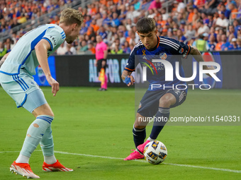 Cincinnati midfielder Luca Orellano appears during the Major League Soccer match between FC Cincinnati and CF Montreal at TQL Stadium in Cin...