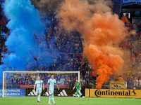 FC Cincinnati supporters celebrate a goal during the Major League Soccer match between FC Cincinnati and CF Montreal at TQL Stadium in Cinci...