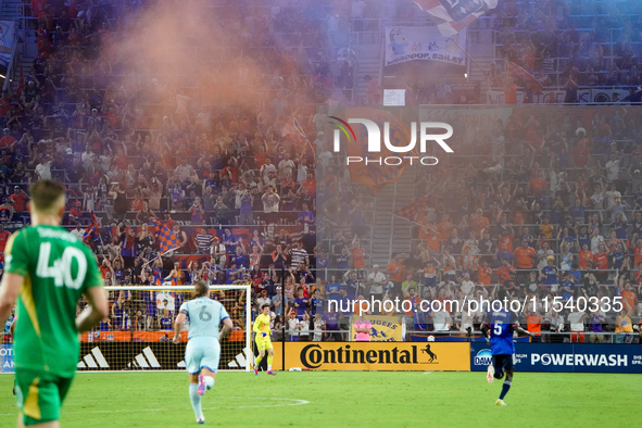 FC Cincinnati supporters celebrate a goal during the Major League Soccer match between FC Cincinnati and CF Montreal at TQL Stadium in Cinci...