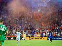 FC Cincinnati supporters celebrate a goal during the Major League Soccer match between FC Cincinnati and CF Montreal at TQL Stadium in Cinci...