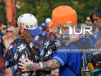 FC Cincinnati supporters are seen prior to the start of the Major League Soccer match between FC Cincinnati and CF Montreal at TQL Stadium i...