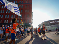 FC Cincinnati supporters are seen prior to the start of the Major League Soccer match between FC Cincinnati and CF Montreal at TQL Stadium i...