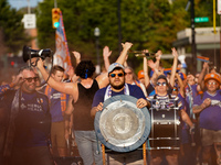 FC Cincinnati supporters are seen prior to the start of the Major League Soccer match between FC Cincinnati and CF Montreal at TQL Stadium i...