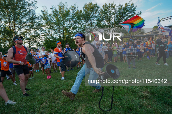 FC Cincinnati supporters are seen prior to the start of the Major League Soccer match between FC Cincinnati and CF Montreal at TQL Stadium i...