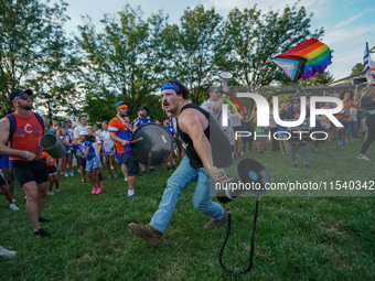 FC Cincinnati supporters are seen prior to the start of the Major League Soccer match between FC Cincinnati and CF Montreal at TQL Stadium i...