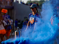 FC Cincinnati supporters are seen prior to the start of the Major League Soccer match between FC Cincinnati and CF Montreal at TQL Stadium i...