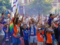 FC Cincinnati supporters are seen prior to the start of the Major League Soccer match between FC Cincinnati and CF Montreal at TQL Stadium i...