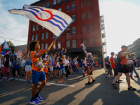 FC Cincinnati supporters are seen prior to the start of the Major League Soccer match between FC Cincinnati and CF Montreal at TQL Stadium i...