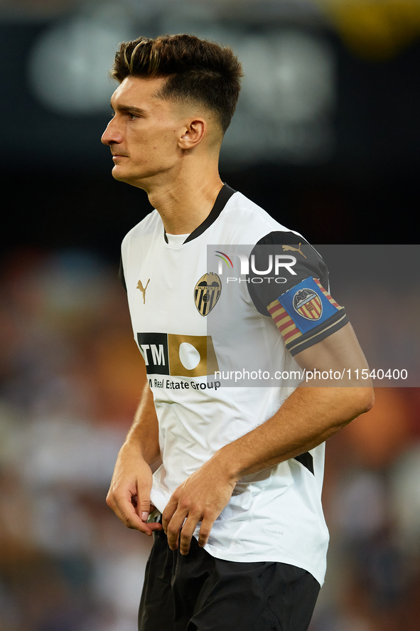 Pepelu of Valencia CF looks on prior to the LaLiga EA Sports match between Valencia CF and Villarreal CF at Mestalla stadium in Valencia, Sp...