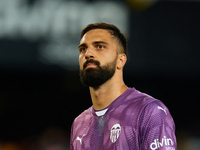 Giorgi Mamardashvili of Valencia CF looks on prior to the LaLiga EA Sports match between Valencia CF and Villarreal CF at Mestalla stadium i...