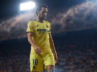 Dani Parejo of Villarreal CF looks on during the LaLiga EA Sports match between Valencia CF and Villarreal CF at Mestalla stadium in Valenci...