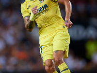 Kiko Femenia of Villarreal CF reacts during the LaLiga EA Sports match between Valencia CF and Villarreal CF at Mestalla stadium in Valencia...