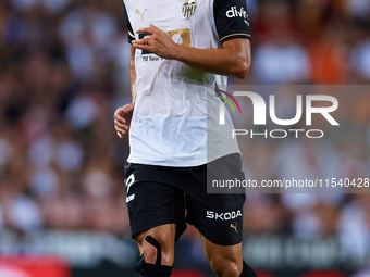 Luis Rioja of Valencia CF runs during the LaLiga EA Sports match between Valencia CF and Villarreal CF at Mestalla stadium in Valencia, Spai...