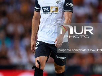 Luis Rioja of Valencia CF looks on during the LaLiga EA Sports match between Valencia CF and Villarreal CF at Mestalla stadium in Valencia,...