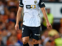 Luis Rioja of Valencia CF reacts during the LaLiga EA Sports match between Valencia CF and Villarreal CF at Mestalla stadium in Valencia, Sp...