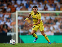 Kiko Femenia of Villarreal CF is in action during the LaLiga EA Sports match between Valencia CF and Villarreal CF at Mestalla stadium in Va...