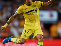 Kiko Femenia of Villarreal CF is in action during the LaLiga EA Sports match between Valencia CF and Villarreal CF at Mestalla stadium in Va...