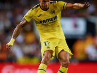 Kiko Femenia of Villarreal CF is in action during the LaLiga EA Sports match between Valencia CF and Villarreal CF at Mestalla stadium in Va...