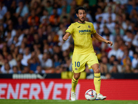 Dani Parejo of Villarreal CF is in action during the LaLiga EA Sports match between Valencia CF and Villarreal CF at Mestalla stadium in Val...