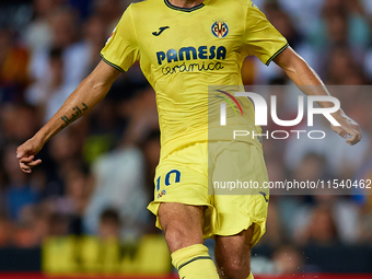 Dani Parejo of Villarreal CF is in action during the LaLiga EA Sports match between Valencia CF and Villarreal CF at Mestalla stadium in Val...