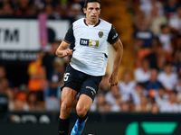 Cesar Tarrega of Valencia CF is in action during the LaLiga EA Sports match between Valencia CF and Villarreal CF at Mestalla stadium in Val...