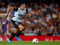 Cesar Tarrega of Valencia CF is in action during the LaLiga EA Sports match between Valencia CF and Villarreal CF at Mestalla stadium in Val...