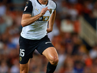 Cesar Tarrega of Valencia CF is in action during the LaLiga EA Sports match between Valencia CF and Villarreal CF at Mestalla stadium in Val...