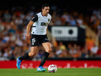 Cesar Tarrega of Valencia CF is in action during the LaLiga EA Sports match between Valencia CF and Villarreal CF at Mestalla stadium in Val...