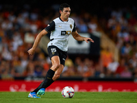 Cesar Tarrega of Valencia CF is in action during the LaLiga EA Sports match between Valencia CF and Villarreal CF at Mestalla stadium in Val...